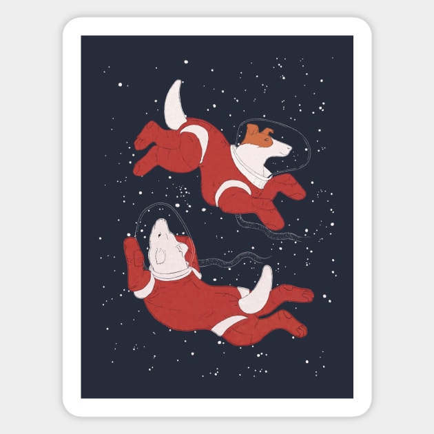 Belka and Strelka - Space Dogs Sticker by Aline Eg